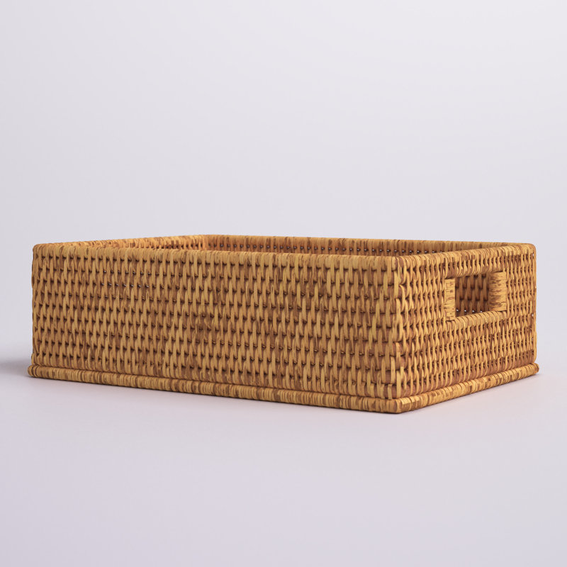 Dotted Line™ Rattan Rectangular Basket with Rounded Corners and Cutout